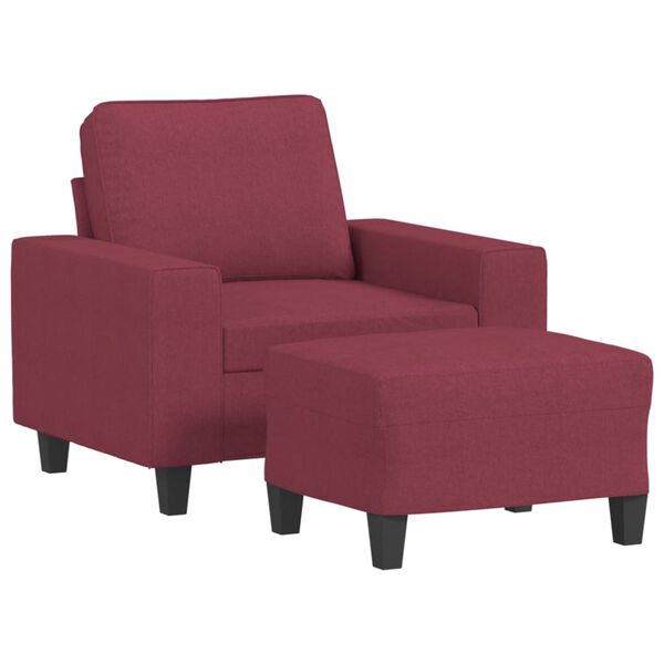 vidaXL Sill&oacute;n con taburete tela rojo tinto 60 cm