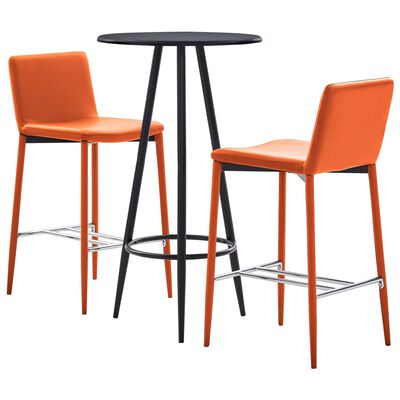 vidaXL Set mesa alta y taburetes de bar 3 pzas cuero sintético naranja