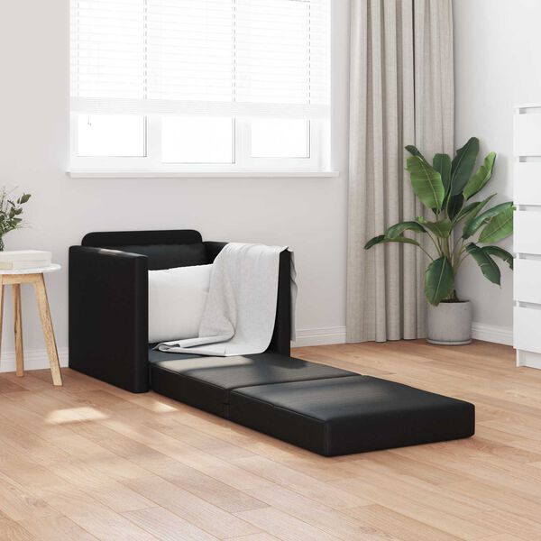 vidaXL Sof&aacute; cama 60cm Negro Cuero artificial