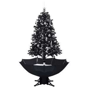 vidaXL &Aacute;rbol de Navidad con nieve y base de paraguas PVC negro 170 cm