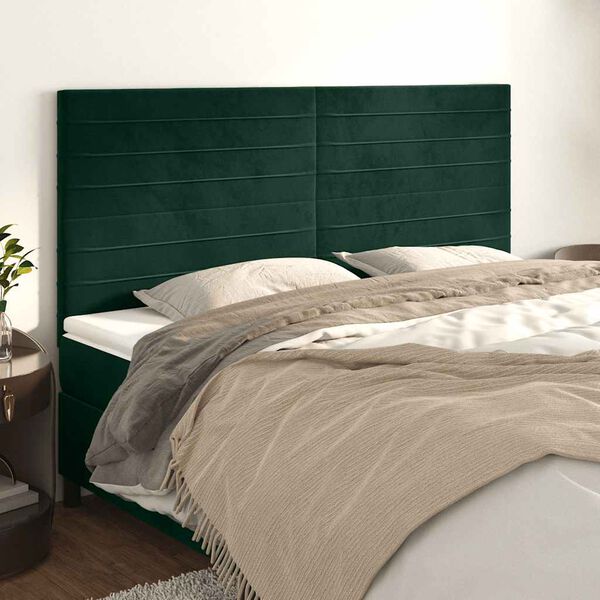 vidaXL Cabecero Terciopelo Verde Oscuro 160x5x118/128 cm
