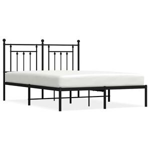 vidaXL Estructura cama sin colch&oacute;n con cabecero metal negro 150x200 cm