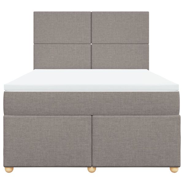 vidaXL Cama box spring con colch&oacute;n tela gris taupe 140x190 cm