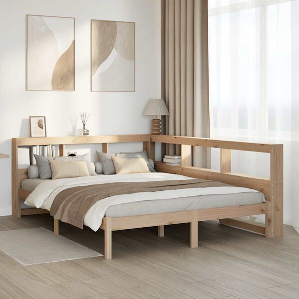 vidaXL Cama con estanter&iacute;a sin colch&oacute;n madera maciza de pino 150x200cm