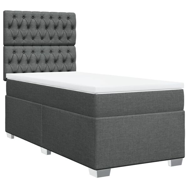 vidaXL Cama box spring con colch&oacute;n tela gris oscuro 100x200 cm