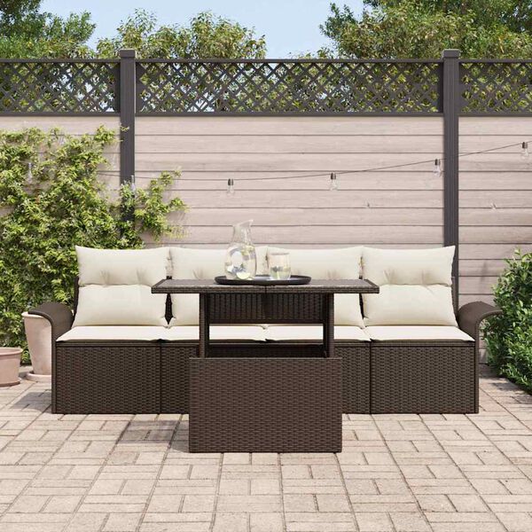 vidaXL Conjunto de sofá de jardín 5 pcs Marrón ratán sintético
