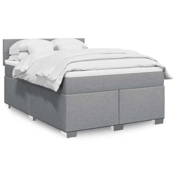 vidaXL Cama box spring con colch&oacute;n tela gris claro 140x200 cm