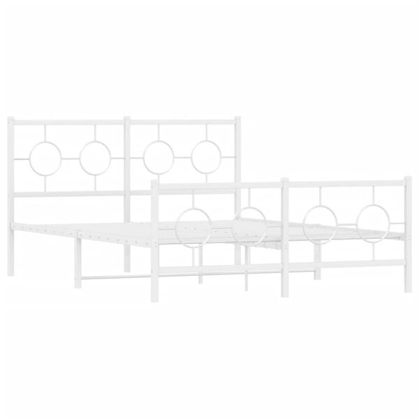 vidaXL Estructura cama sin colch&oacute;n con estribo metal blanco 140x200 cm