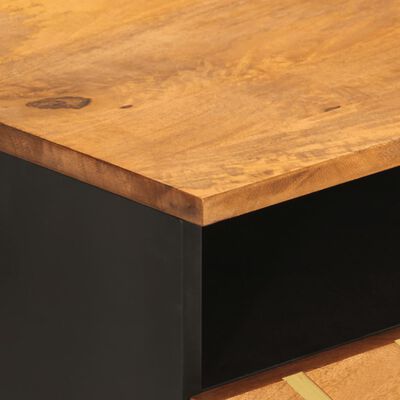 vidaXL Mesa de centro madera maciza mango negro y marrón 80x54x40 cm