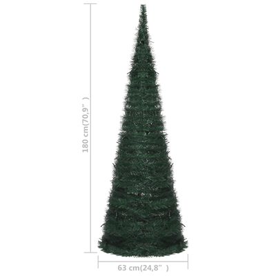 vidaXL Árbol de Navidad emergente preiluminado con luces verde 180 cm