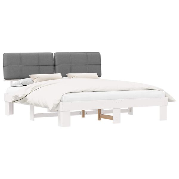 vidaXL Estructura de Cama con Cabecera Tapizada Gris Claro