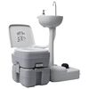 vidaXL Set de lavabo con pedestal e inodoro port&aacute;til para camping gris