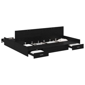vidaXL Cama con almacenamiento con cabecera Roble Negro 180 x 200 cm