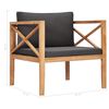 vidaXL Set de muebles de jard&iacute;n 7 pzas madera de teca y cojines gris