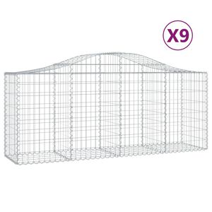 vidaXL Cestas de gaviones 9 uds forma de arco hierro 200x50x80/100 cm