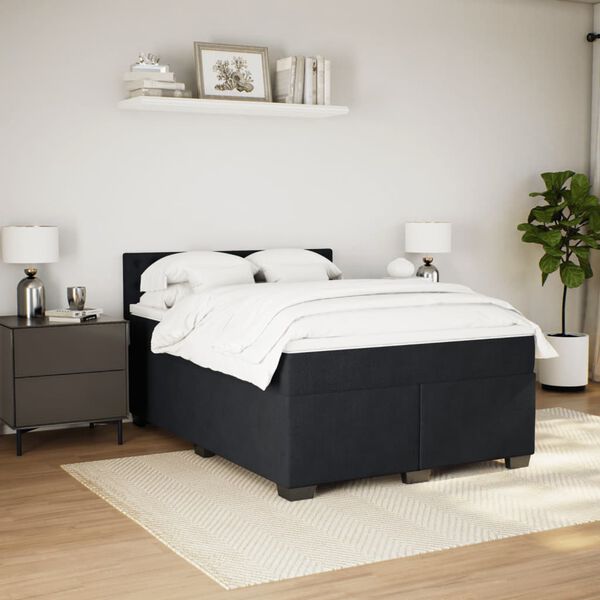 vidaXL Cama box spring con colch&oacute;n terciopelo negro 160x200 cm