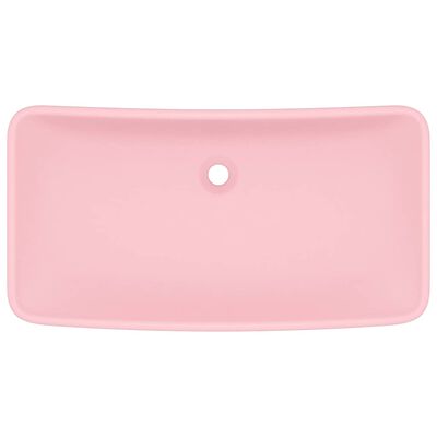 vidaXL Lavabo de lujo rectangular de cerámica rosa mate 71x38 cm