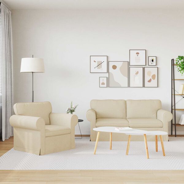 vidaXL Sof&aacute; 2 pcs Crema 175 x 82 x 80 cm tela