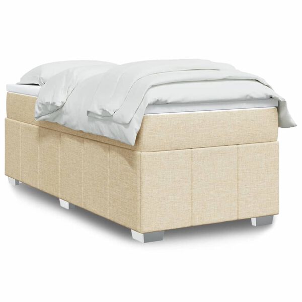 vidaXL Cama box spring con colch&oacute;n tela color crema 90x200 cm