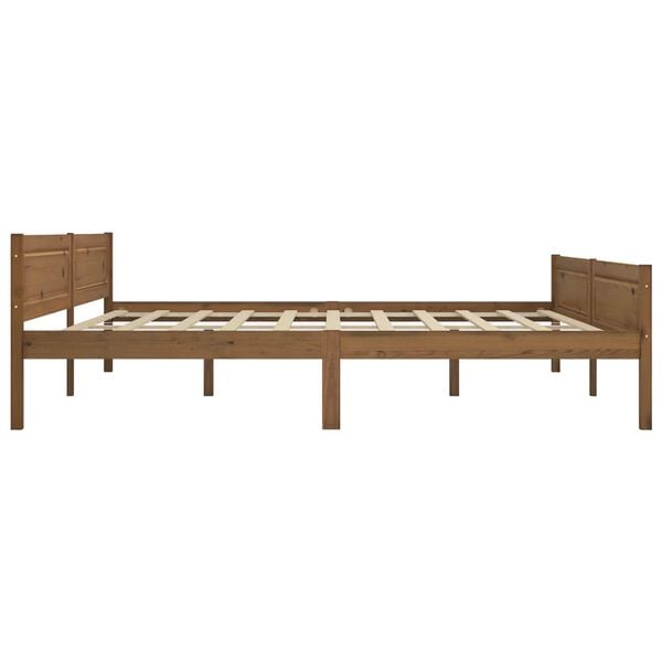 vidaXL Estructura cama sin colch&oacute;n madera pino marr&oacute;n miel 200x200 cm
