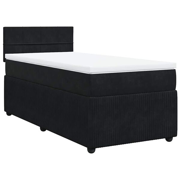 vidaXL Cama box spring con colch&oacute;n terciopelo negro 90x200 cm