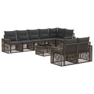 vidaXL Conjunto de sof&aacute;s de jard&iacute;n 9 uds. Gris y Gris Oscuro