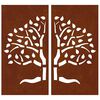 vidaXL Adorno pared jard&iacute;n 2 uds acero corten dise&ntilde;o &aacute;rbol 105x55 cm