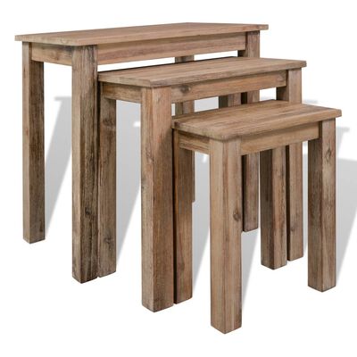 vidaXL Conjunto de mesas apilables madera maciza reciclada 3 unidades