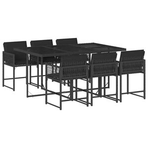 vidaXL Set de comedor de jard&iacute;n 7 pzas y cojines rat&aacute;n sint&eacute;tico negro