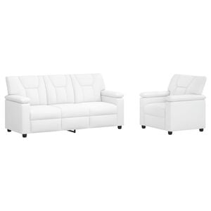 vidaXL Juego de Sof&aacute; 2 pcs Blanco Cuero sint&eacute;tico