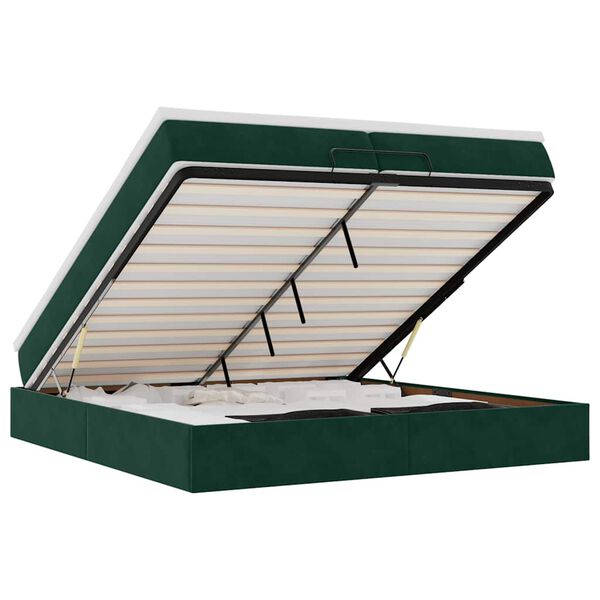 vidaXL Estructura de cama otomana colchones terciopelo verde oscuro