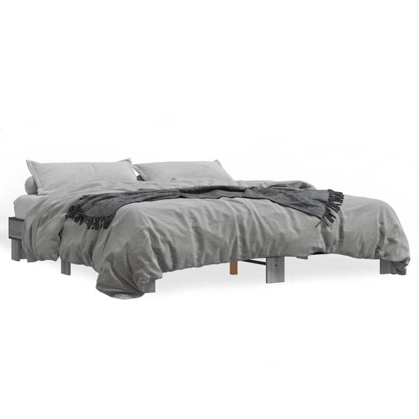 vidaXL Estructura cama madera ingenier&iacute;a metal gris Sonoma 200x200 cm