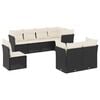 vidaXL Set de sof&aacute;s de jard&iacute;n 8 piezas y cojines rat&aacute;n sint&eacute;tico negro