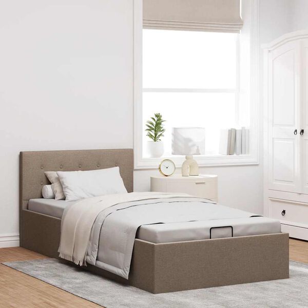 vidaXL Cama canapé hidráulica de almacenaje sin colchón taupe 90x200cm