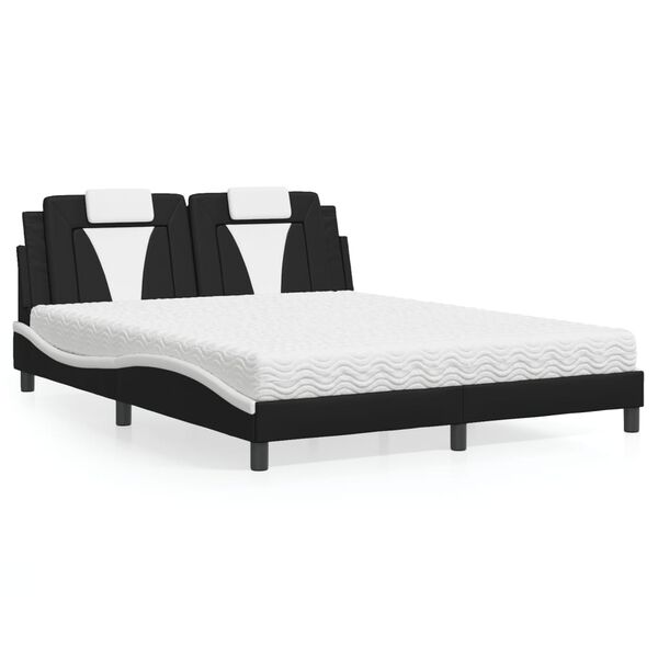 vidaXL Cama Viana con colch&oacute;n cuero sint&eacute;tico negro y blanco 160x200 cm