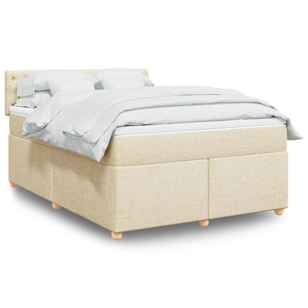 vidaXL Cama box spring con colch&oacute;n tela color crema 140x200 cm