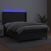 vidaXL Cama box spring colch&oacute;n y LED cuero sint&eacute;tico negro 140x200 cm