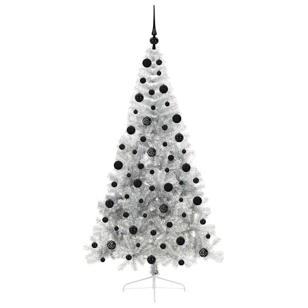 vidaXL &Aacute;rbol de Navidad Artificial Preiluminado Plateado 210 cm PET