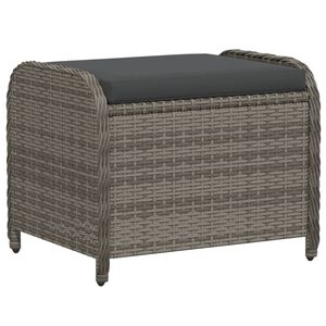 vidaXL Taburete de jard&iacute;n con coj&iacute;n rat&aacute;n sint&eacute;tico gris 58x46x46 cm