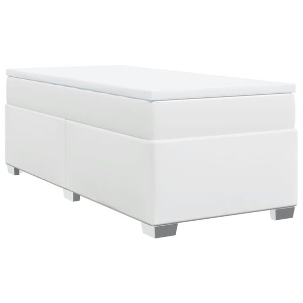 vidaXL Cama box spring con colch&oacute;n cuero sint&eacute;tico blanco 100x200 cm