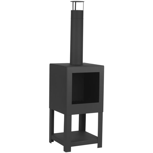 Esschert Design Chimenea exterior con sitio para le&ntilde;a negro FF410
