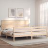 vidaXL Estructura de cama de matrimonio con cabecero madera maciza