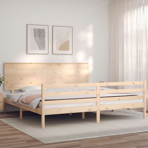 vidaXL Estructura de cama de matrimonio con cabecero madera maciza