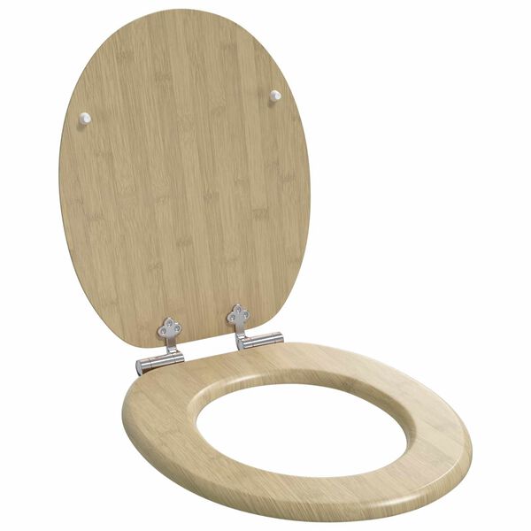 vidaXL Asiento de inodoro de cierre suave Color bamb&uacute; claro 44 x 38 cm