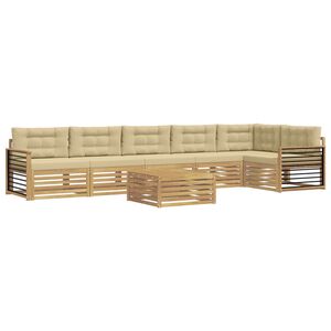 vidaXL Conjunto de sof&aacute;s de exterior 7 uds. y Beige