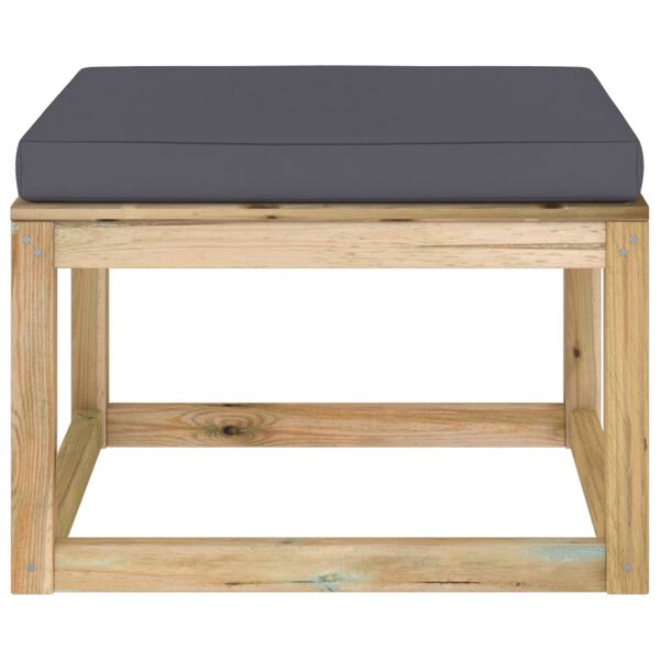 vidaXL Reposapi&eacute;s de jard&iacute;n con coj&iacute;n madera de pino impregnada verde