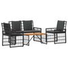 vidaXL Juego de muebles de exterior 4 pcs Negro y Gris oscuro