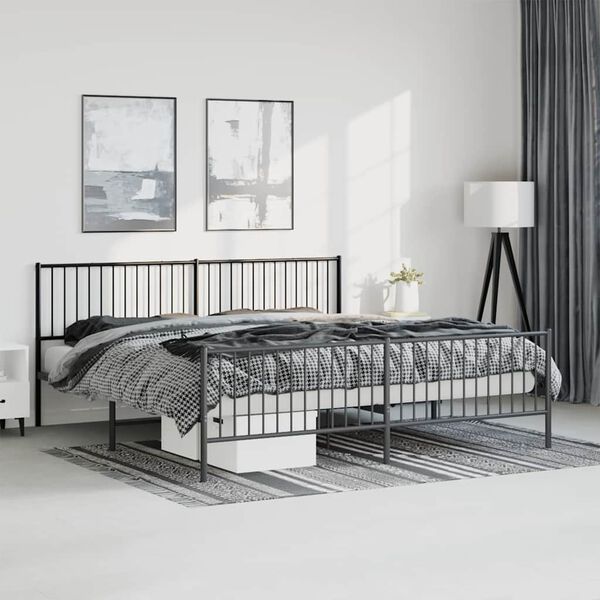 vidaXL Estructura cama sin colchón con estribo metal negro 193x203 cm