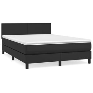 vidaXL Cama box spring con colch&oacute;n cuero sint&eacute;tico negro 140x190 cm