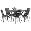 vidaXL Conjunto de Comedor de Jard&iacute;n 7 uds. Negro Aluminio